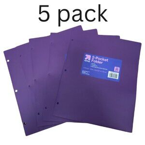 Up & Up Target Folders 5 Purple Plastic 2 Pocket Folders 3 Hole Punched New